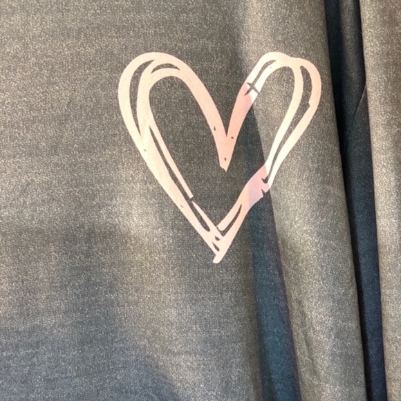 Women's Long Sleeve Top with Heart Design - Green - Picture 3 of 7